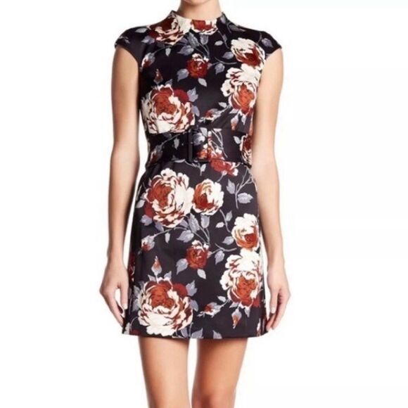 Theory Black Floral Mini Dress - Picture 1 of 12